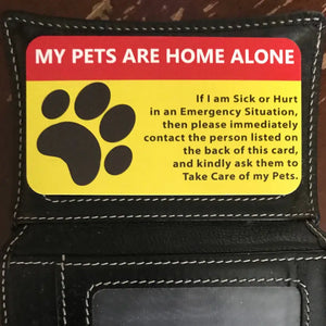 2 Pet Care Wallet Cards - Pet Home Alone Cards